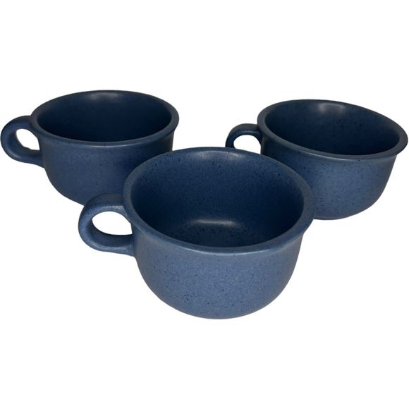 Set Of 3 Dansk Mesa Blue Coffee Tea Cup Mugs 4" Portugal Danish Modern - Picture 1 of 14